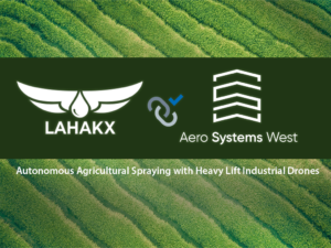 Logos of LahakX and ASW overlayed on to an agricultural field with nice green crops.