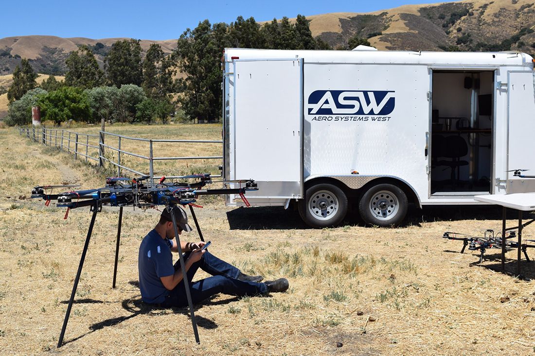 Charles Neal preparing Heavy Lift Multirotor Hexacopter for flight