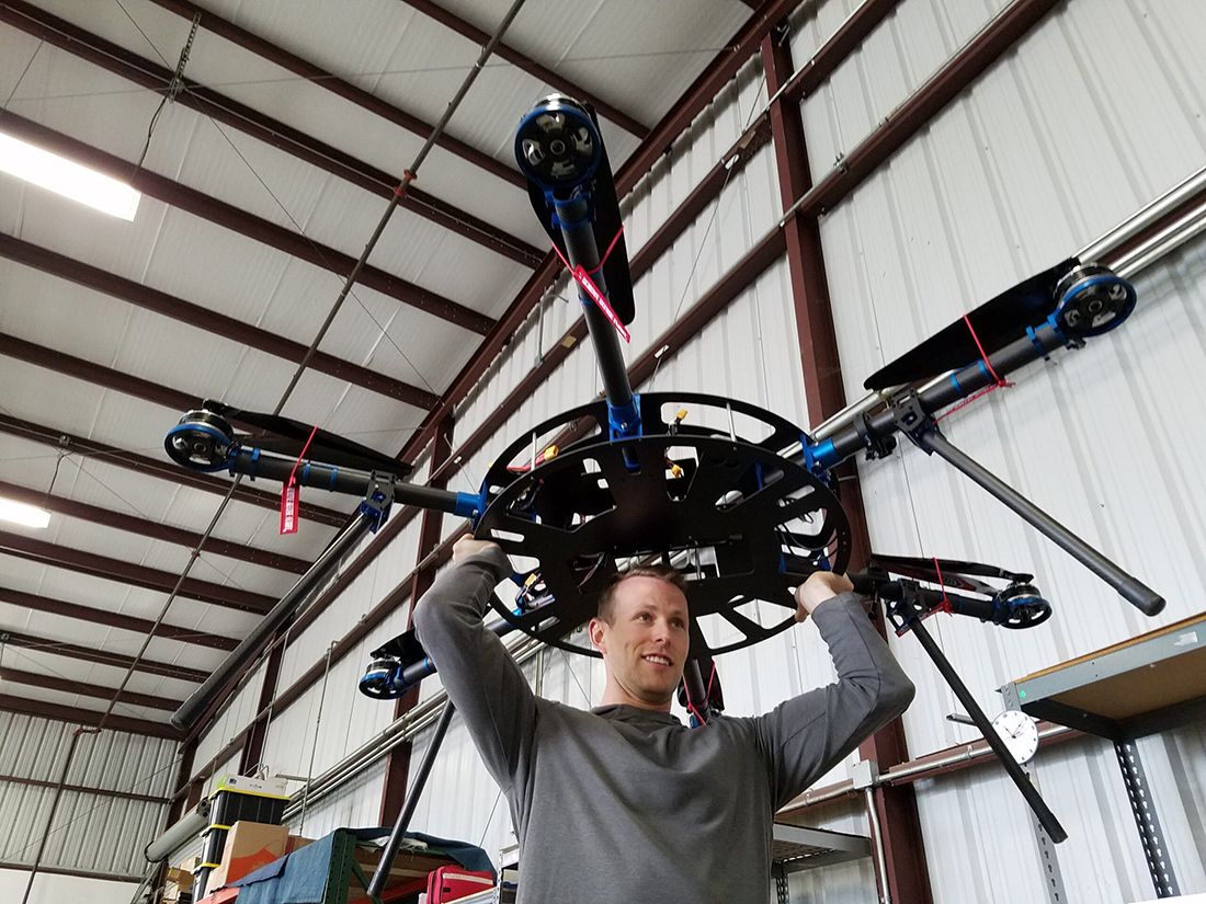 Danny Neal transports Hexacopter in preparation for flight testing