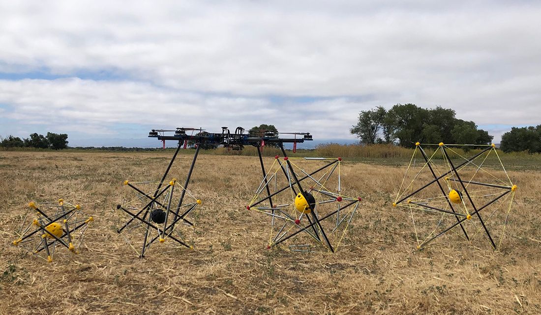 Aero Systems West Hexacopter Resting in a Field