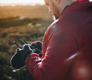 Luke Porter Operates a Drone Hand Controller