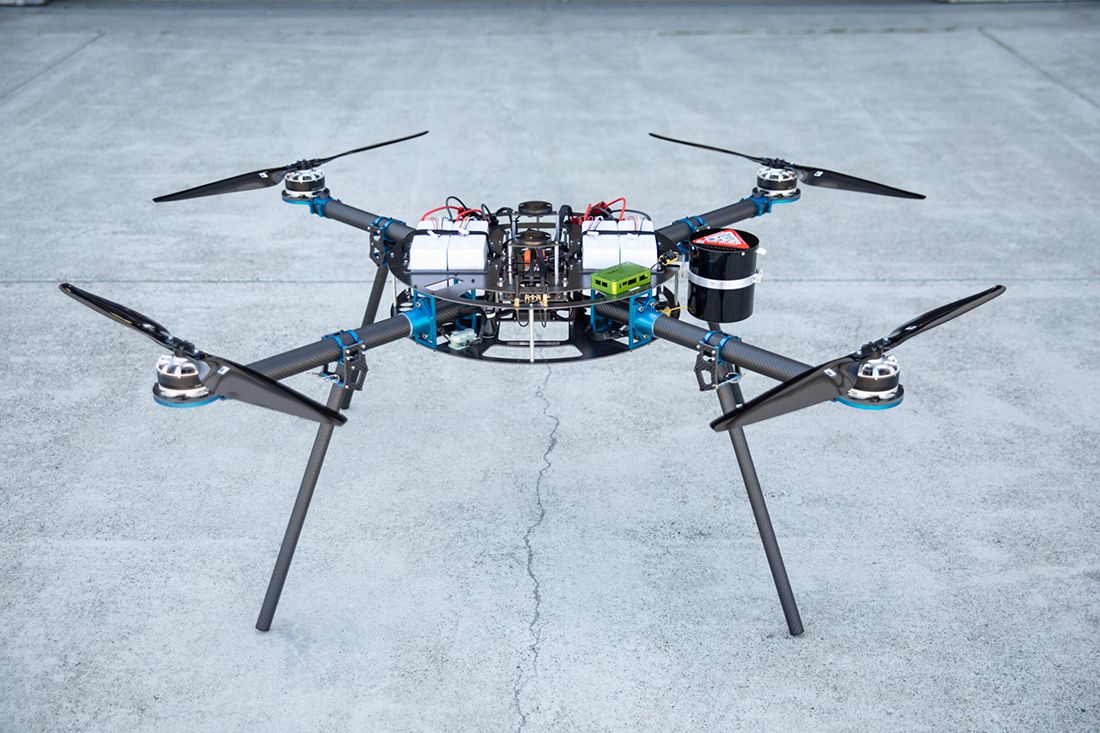 Parasafe Parachute Mounted to Aero Systems West Quadcopter